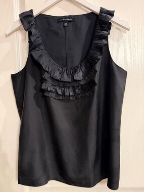 Banana Republic Black Silk Ruffle Blouse